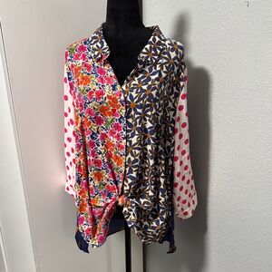 Rose & Olive Colorful Floral and Dot Blouse